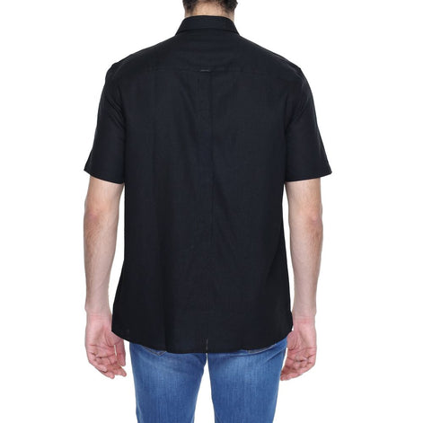 Antony Morato Black Linen Shortsleeve Shirt Antony Morato
