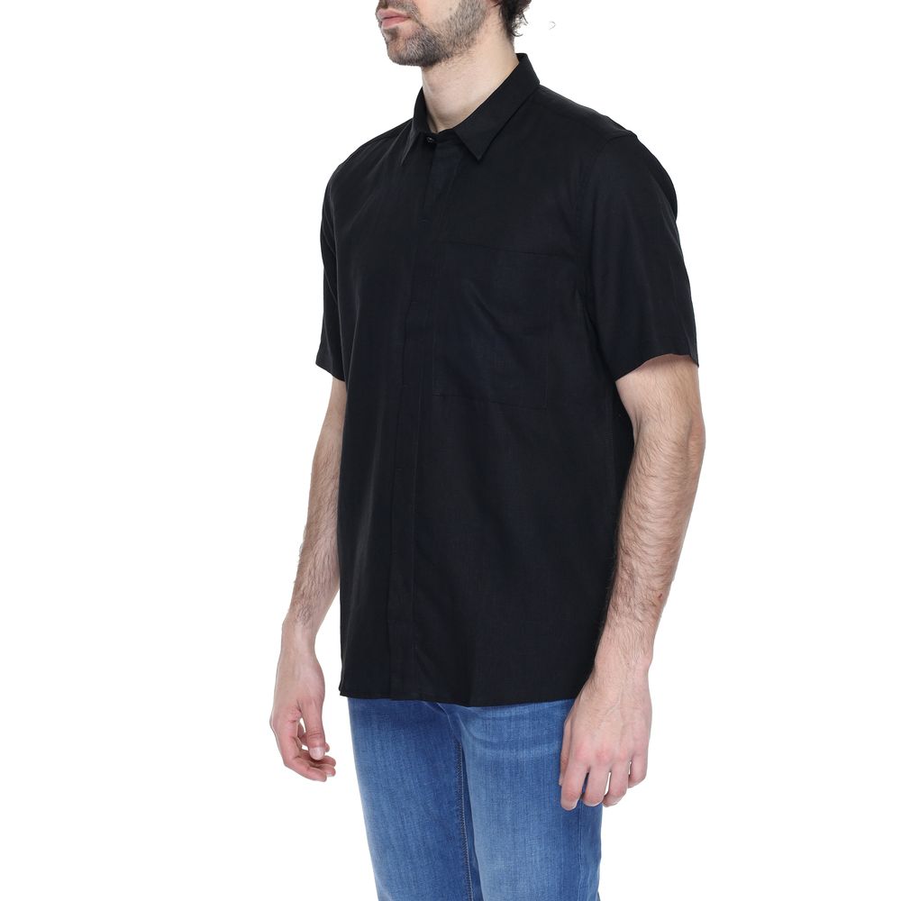 Antony Morato Black Linen Shortsleeve Shirt Antony Morato
