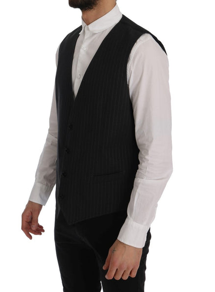 Dolce & Gabbana Gray STAFF Cotton Striped Vest Dolce & Gabbana