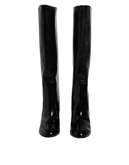 Dolce & Gabbana Black Patent Leather Vally High Boots Shoes Dolce & Gabbana