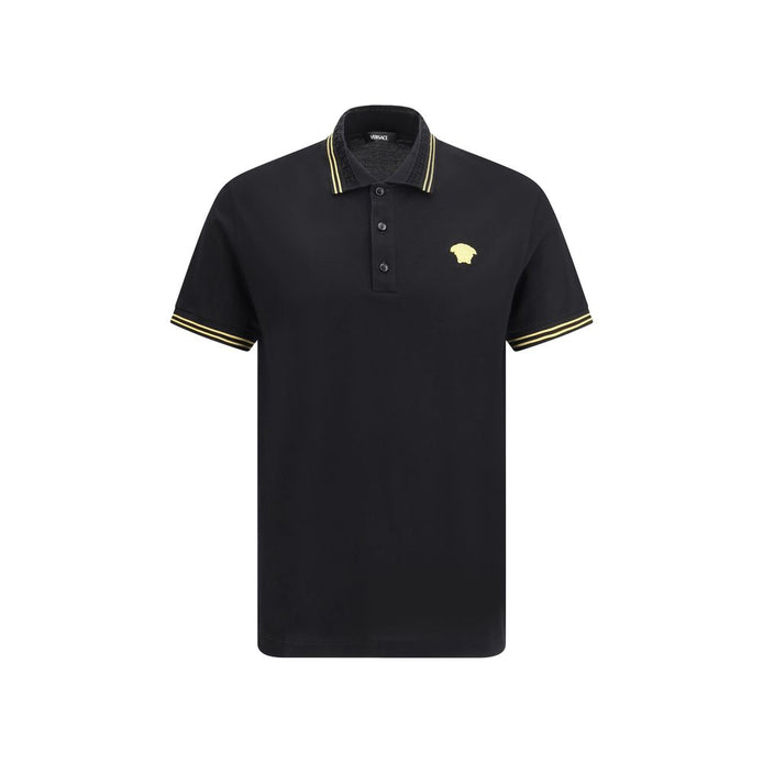 Versace Black Cotton Polo Shirt Versace