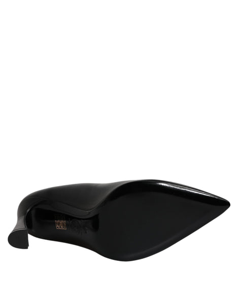 Versace Black Leather Logo Plaque High Heels Pumps Shoes Versace