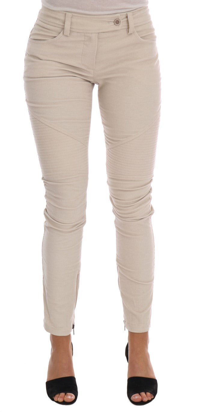 Ermanno Scervino Beige Slim Jeans Corduroy Skinny Pants Ermanno Scervino