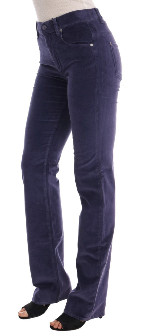 Ermanno Scervino Purple Corduroy Stretch Bootcut Pants Ermanno Scervino
