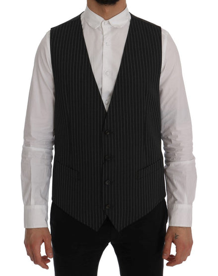 Dolce & Gabbana Gray Wool Stretch Vest Dolce & Gabbana