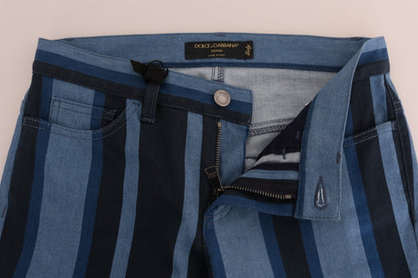 Dolce & Gabbana Blue GIRLY Striped Cotton Jeans Dolce & Gabbana