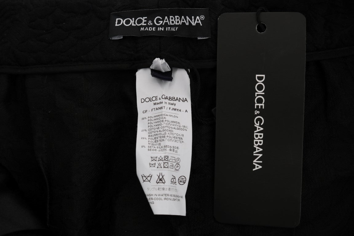 Dolce & Gabbana Black Brocade High Waist Capri Shorts Dolce & Gabbana