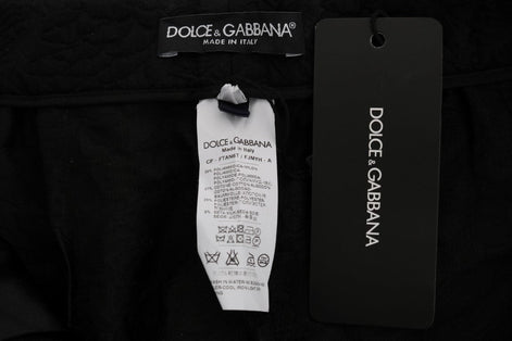 Dolce & Gabbana Black Brocade High Waist Capri Shorts Dolce & Gabbana