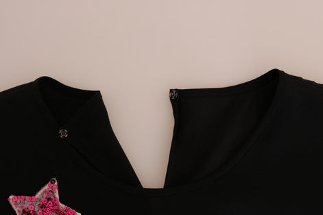 Dolce & Gabbana Black Silk Fairy Tale Top Crystal Blouse Dolce & Gabbana