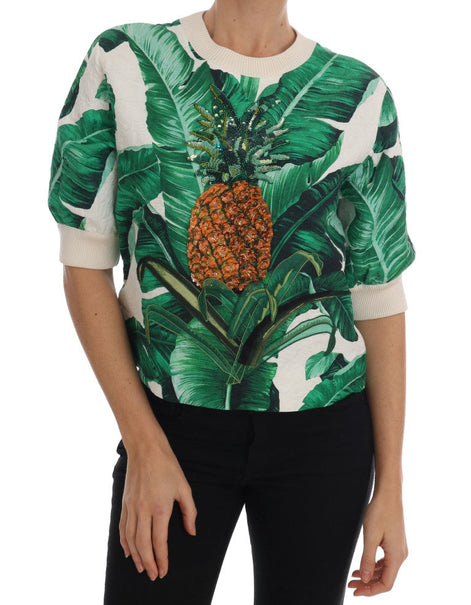 Dolce & Gabbana Pineapple Banana Sequins Crewneck Sweater Dolce & Gabbana