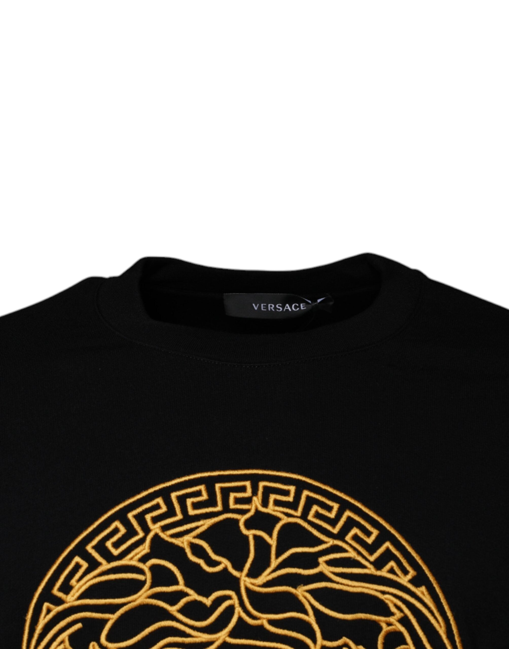 Versace Black Medusa Embroidery Crew Neck Pullover Sweater Versace