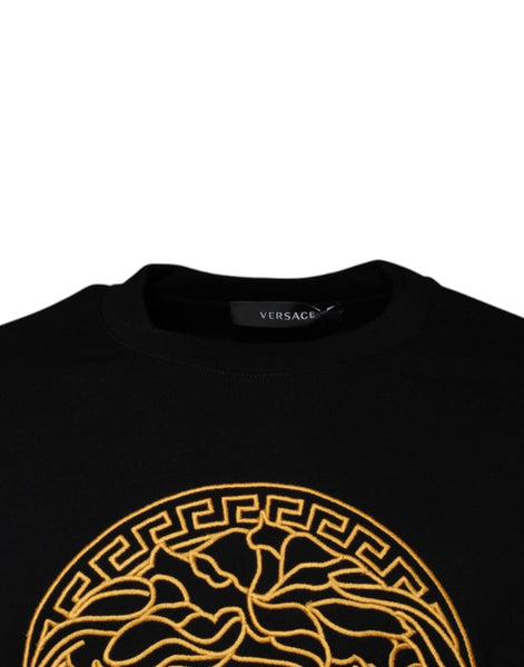 Versace Black Medusa Embroidery Crew Neck Pullover Sweater Versace