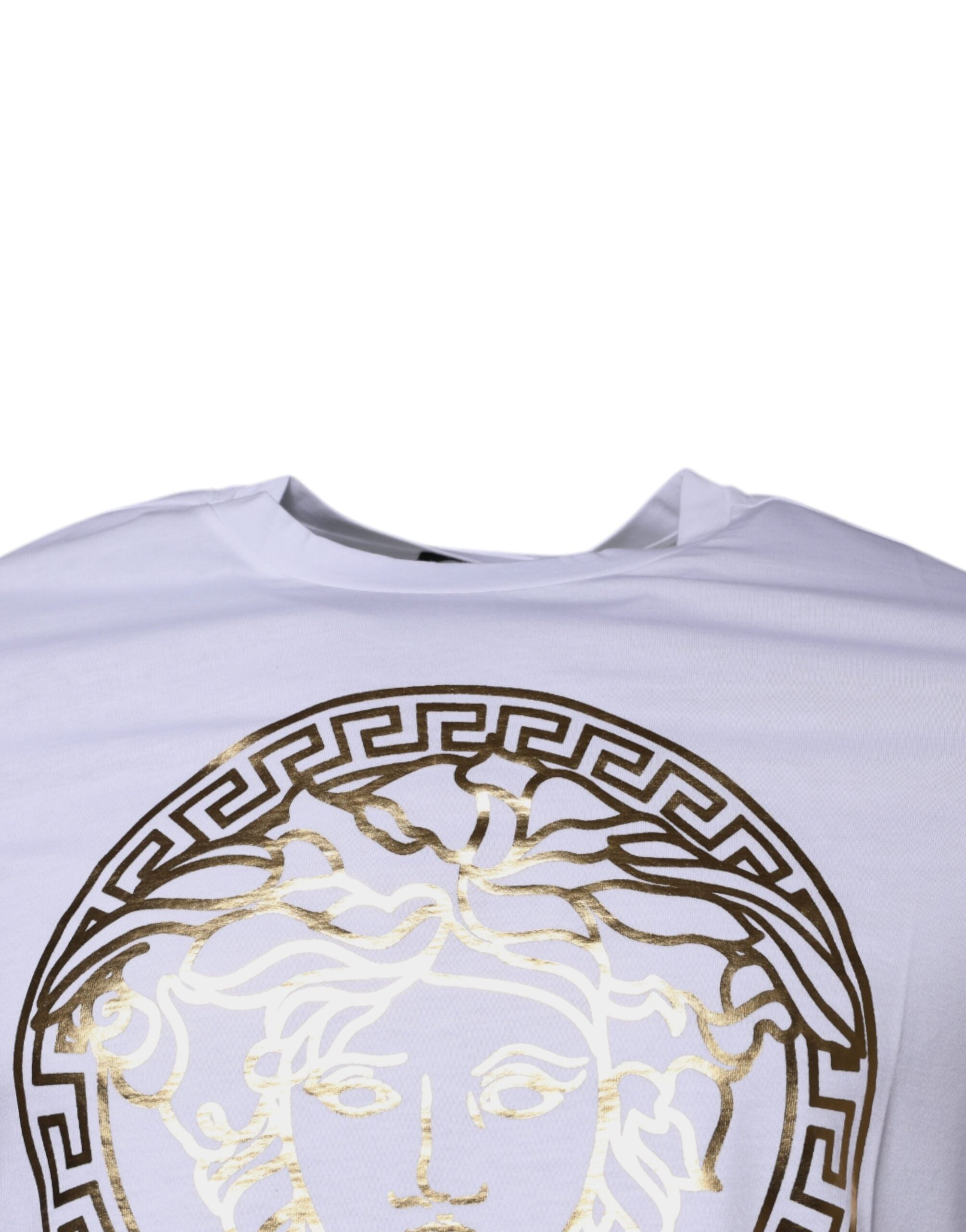Versace White Medusa Print Cotton Crew Neck T-shirt Versace