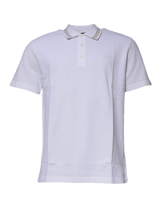 Versace White Viscose Collared Men Polo Short Sleeves T-shirt Versace