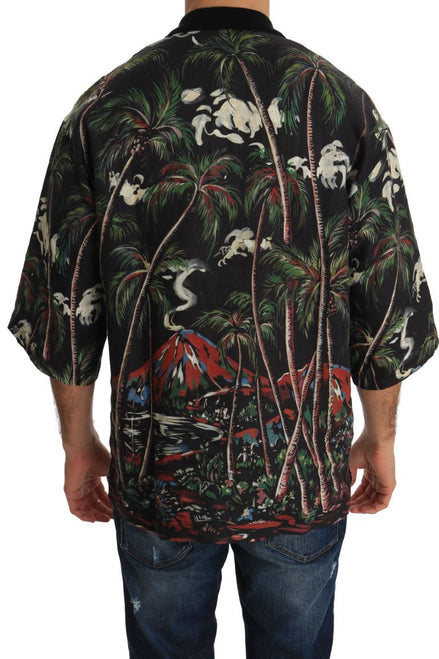 Dolce & Gabbana Black Volcano Sicily Short Sleeve T-Shirt Dolce & Gabbana