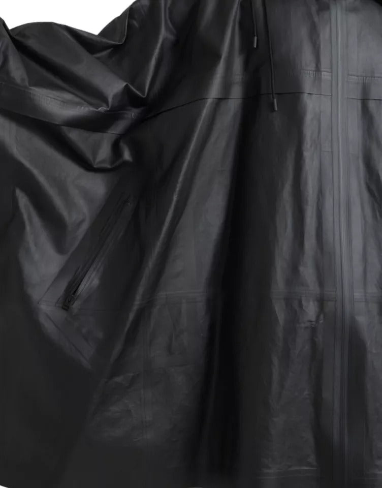 Bottega Veneta Black Leather Hooded Men Trenchcoat Jacket Bottega Veneta