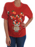 Dolce & Gabbana Red Silk Oranges Floral Crystal Blouse Dolce & Gabbana