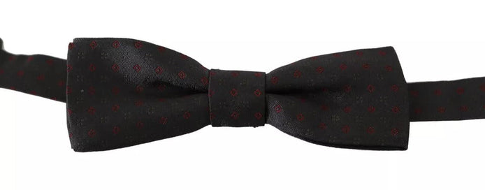Dolce & Gabbana Gray Dotted Silk Adjustable Neck Bow Tie Dolce & Gabbana