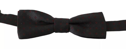 Dolce & Gabbana Gray Dotted Silk Adjustable Neck Bow Tie Dolce & Gabbana