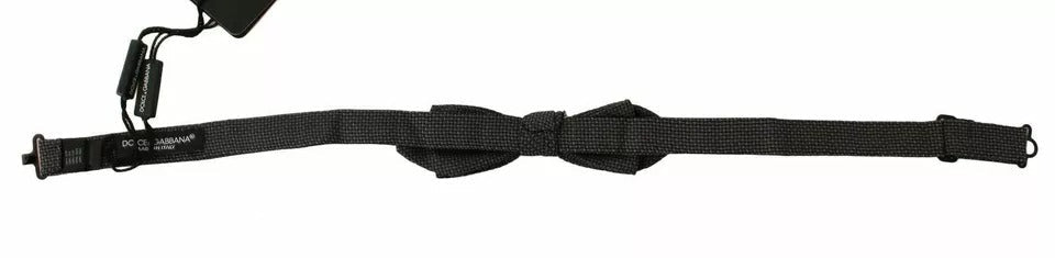 Dolce & Gabbana Gray Pattern Silk Adjustable Neck Bow Tie Dolce & Gabbana