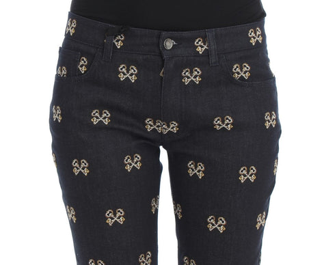 Dolce & Gabbana Blue Key Embroidered Slim Fit KATE Jeans Dolce & Gabbana