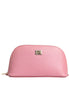 Dolce & Gabbana Pink Leather DG Logo Zip Around Hand Purse Pouch Wallet Dolce & Gabbana