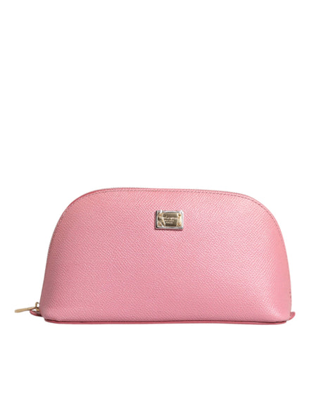 Dolce & Gabbana Pink Leather DG Logo Zip Around Hand Purse Pouch Wallet Dolce & Gabbana