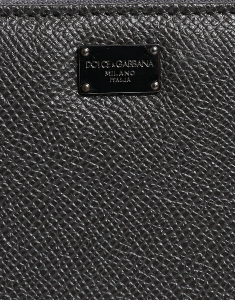 Dolce & Gabbana Dark Gray Leather DG Logo Zip Around Continental Wallet Dolce & Gabbana