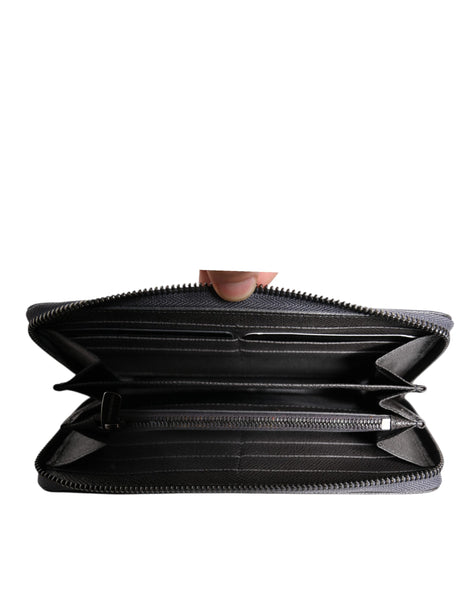 Dolce & Gabbana Dark Gray Leather DG Logo Zip Around Continental Wallet Dolce & Gabbana