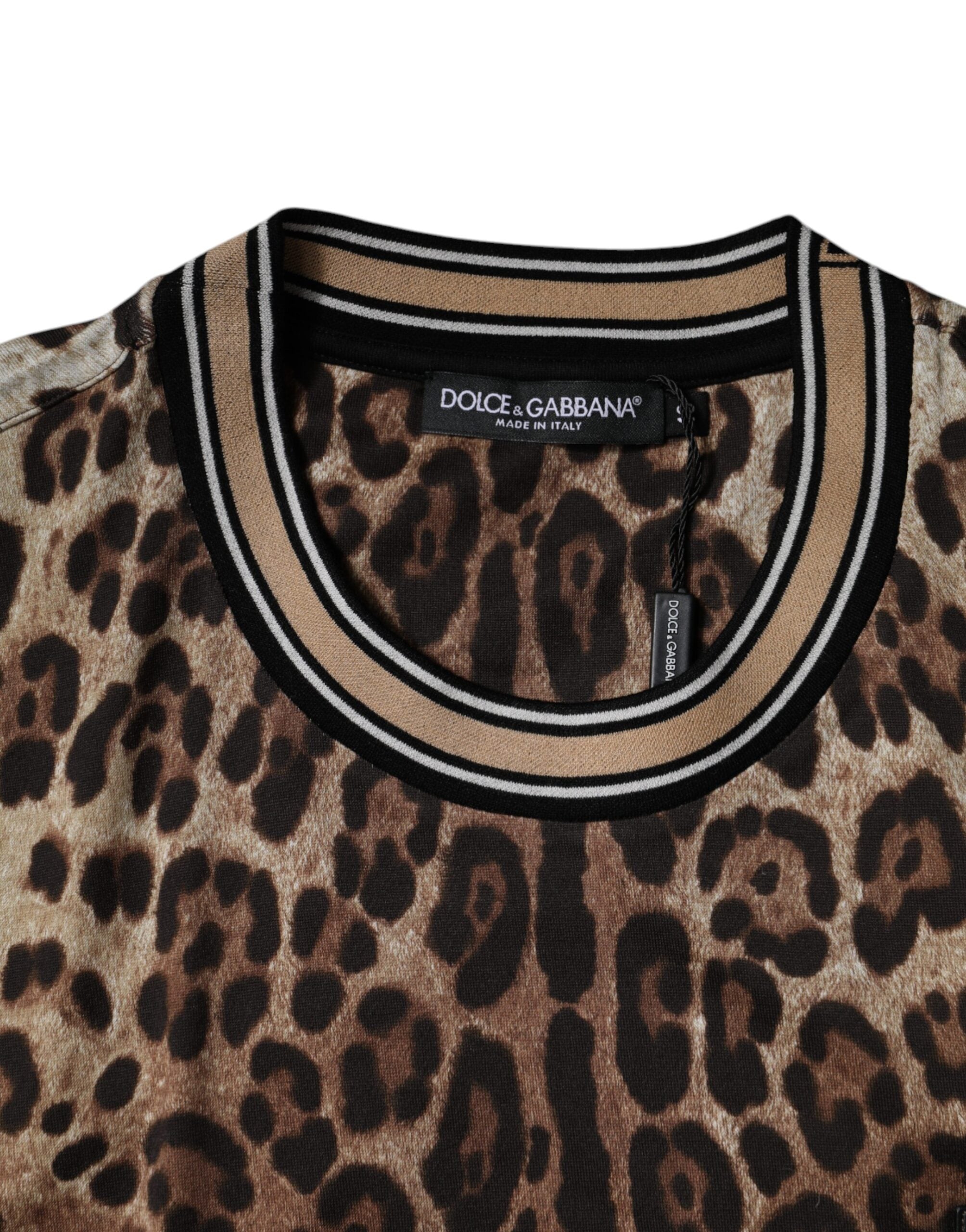 Dolce & Gabbana Brown Leopard Crew Neck Short Sleeve T-shirt Dolce & Gabbana