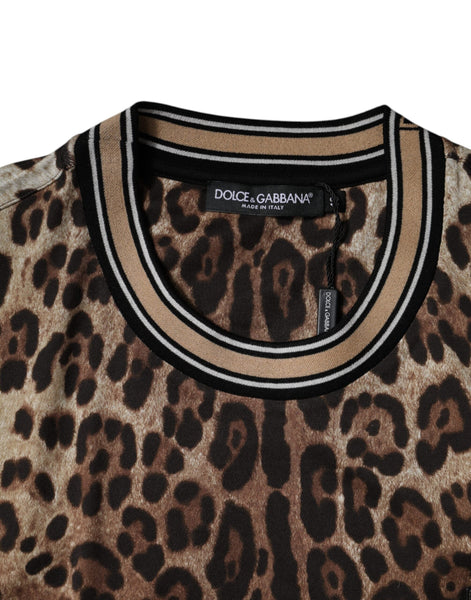 Dolce & Gabbana Brown Leopard Crew Neck Short Sleeve T-shirt Dolce & Gabbana