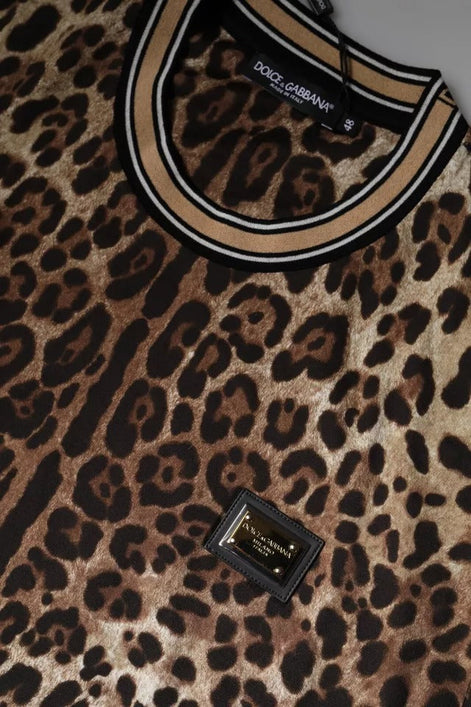 Dolce & Gabbana Brown Leopard Crew Neck Short Sleeve T-shirt Dolce & Gabbana
