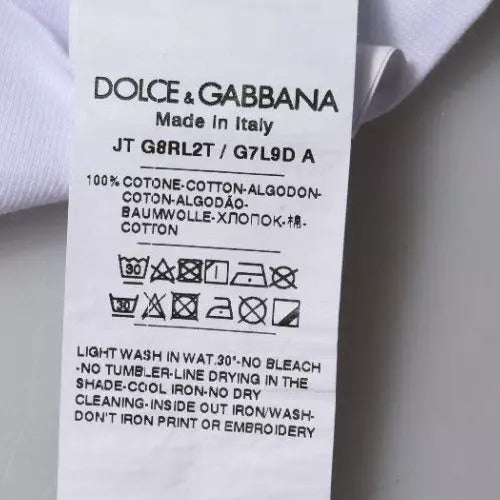 Dolce & Gabbana White Logo Print Cotton Crew Neck T-shirt Dolce & Gabbana