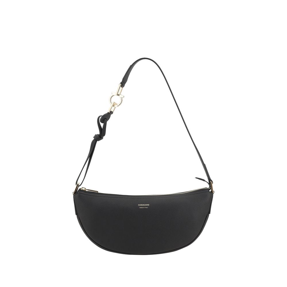 Ferragamo Black Calf Leather Bos Taurus Shoulder Bag Ferragamo