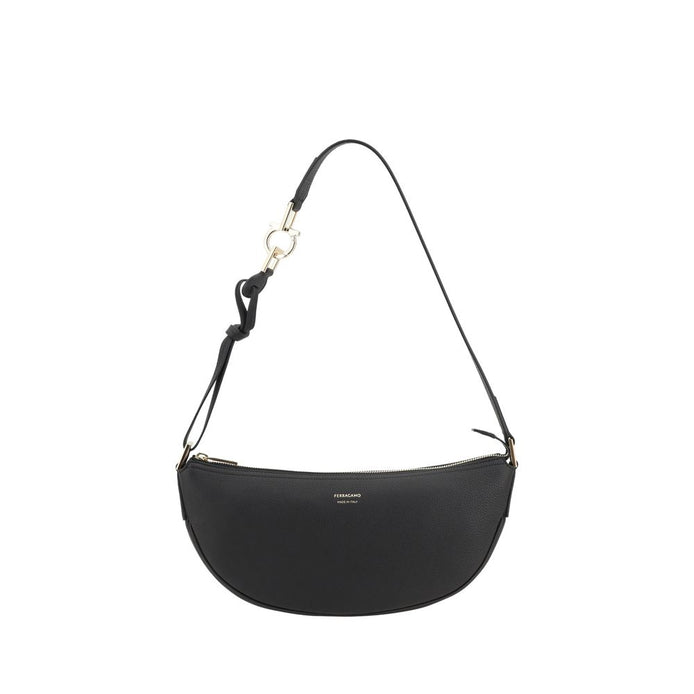 Ferragamo Black Calf Leather Bos Taurus Shoulder Bag Ferragamo
