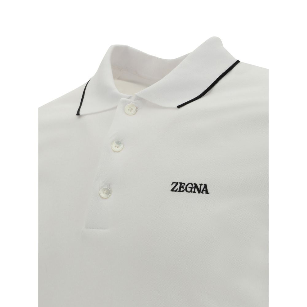 ZEGNA White Elastane Polo Shirt ZEGNA