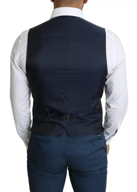 Dolce & Gabbana Navy Blue Men Formal Dress Waistcoat Vest Dolce & Gabbana