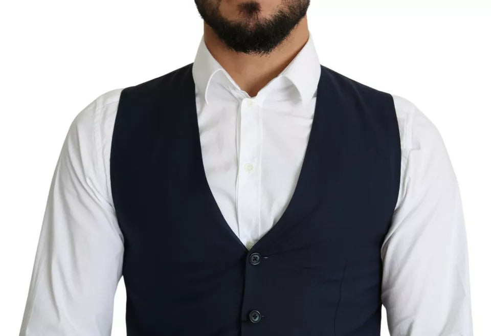 Dolce & Gabbana Navy Blue Men Formal Dress Waistcoat Vest Dolce & Gabbana