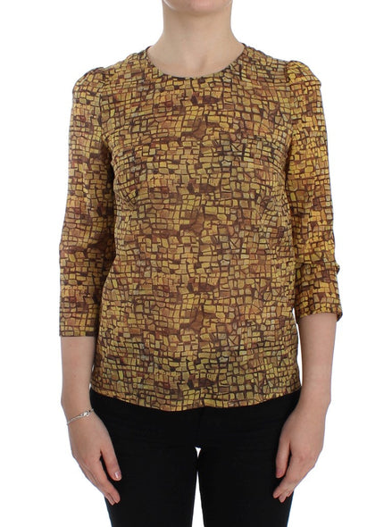 Dolce & Gabbana Multicolor Mosaic Print Silk Blouse T-shirt Dolce & Gabbana