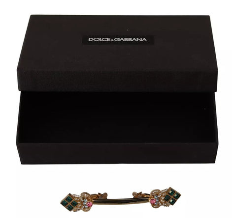 Dolce & Gabbana Gold Plated 925 Sterling Silver Crystal Collar Stop Brooch Dolce & Gabbana