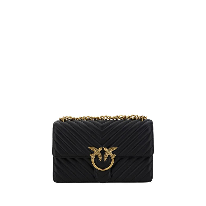 PINKO Black Calf Leather Bos Taurus Shoulder Bag PINKO
