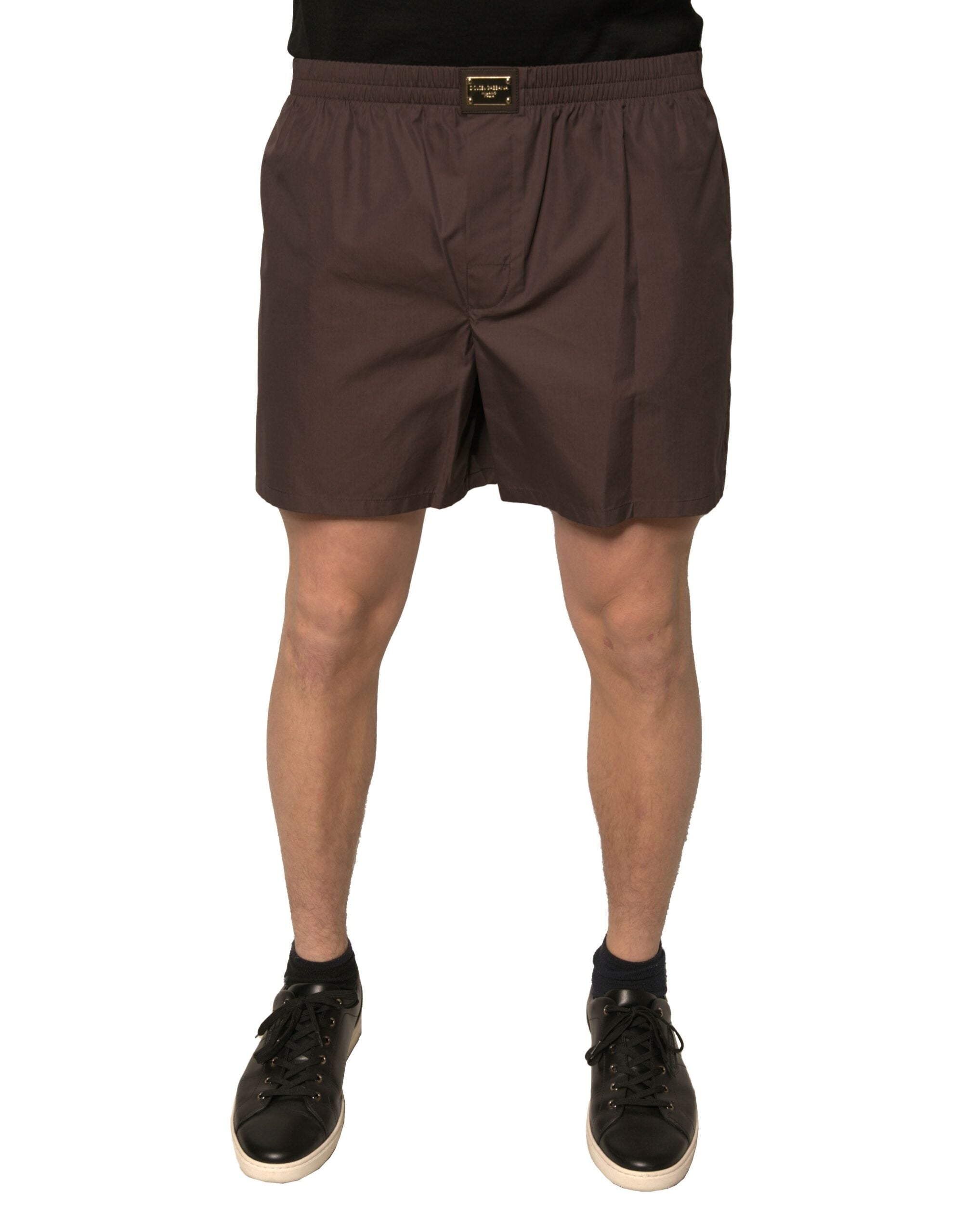 Dolce & Gabbana Brown Cotton Blend Men Mid Waist Shorts Dolce & Gabbana
