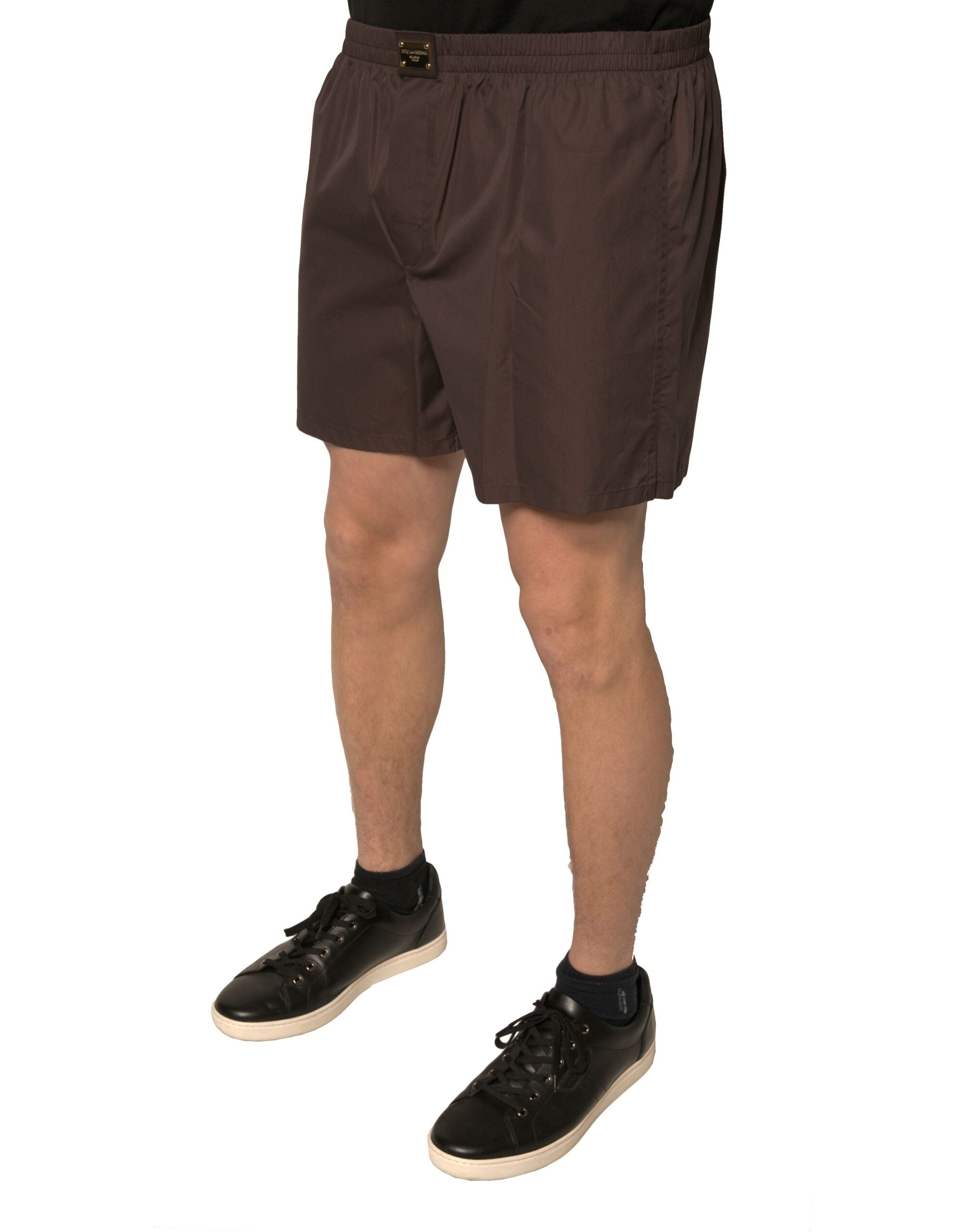 Dolce & Gabbana Brown Cotton Blend Men Mid Waist Shorts Dolce & Gabbana