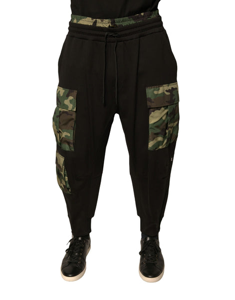 Dolce & Gabbana Black Camouflage Cotton Jogger Cargo Pants Dolce & Gabbana