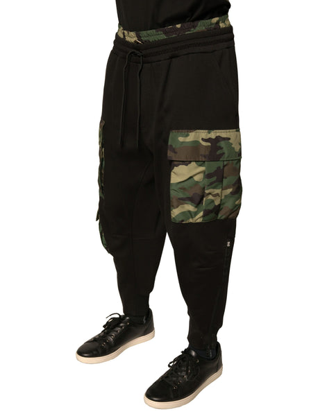 Dolce & Gabbana Black Camouflage Cotton Jogger Cargo Pants Dolce & Gabbana
