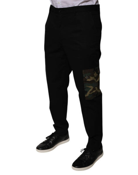 Dolce & Gabbana Black Cotton Men Cargo Casual Pants Dolce & Gabbana