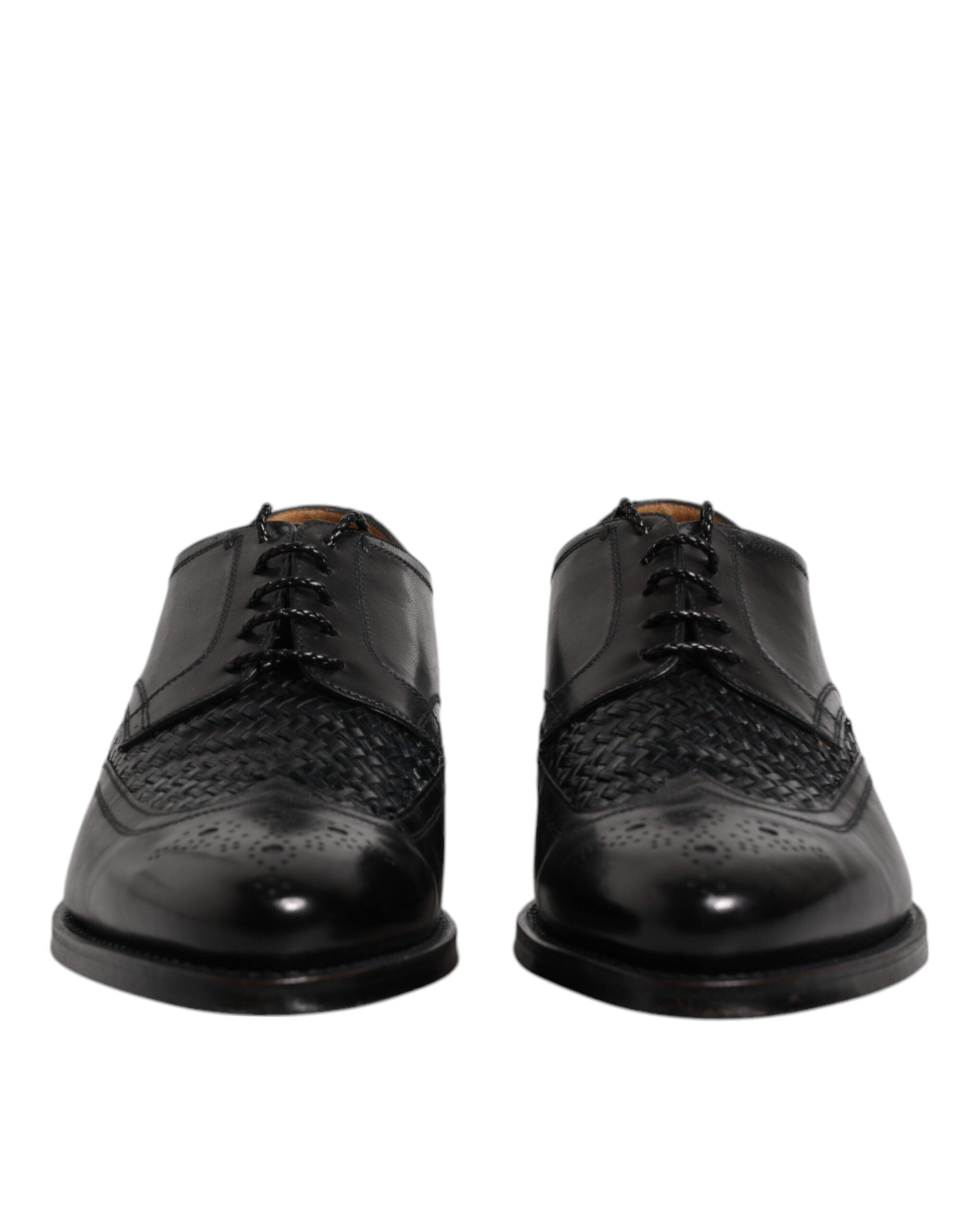 Dolce & Gabbana Black Leather Derby Wingtip Lace Up Formal Dress Shoes Dolce & Gabbana