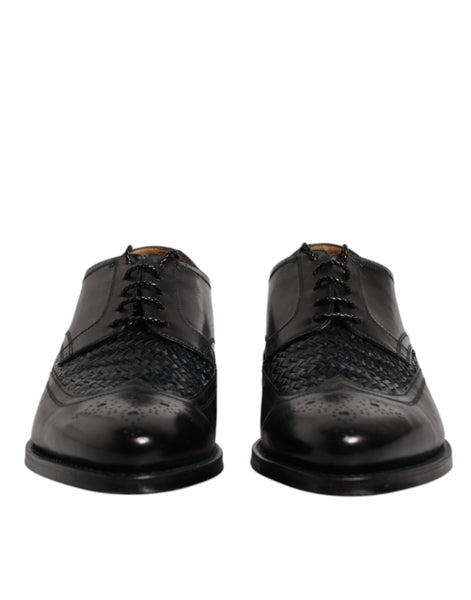 Dolce & Gabbana Black Leather Derby Wingtip Lace Up Formal Dress Shoes Dolce & Gabbana