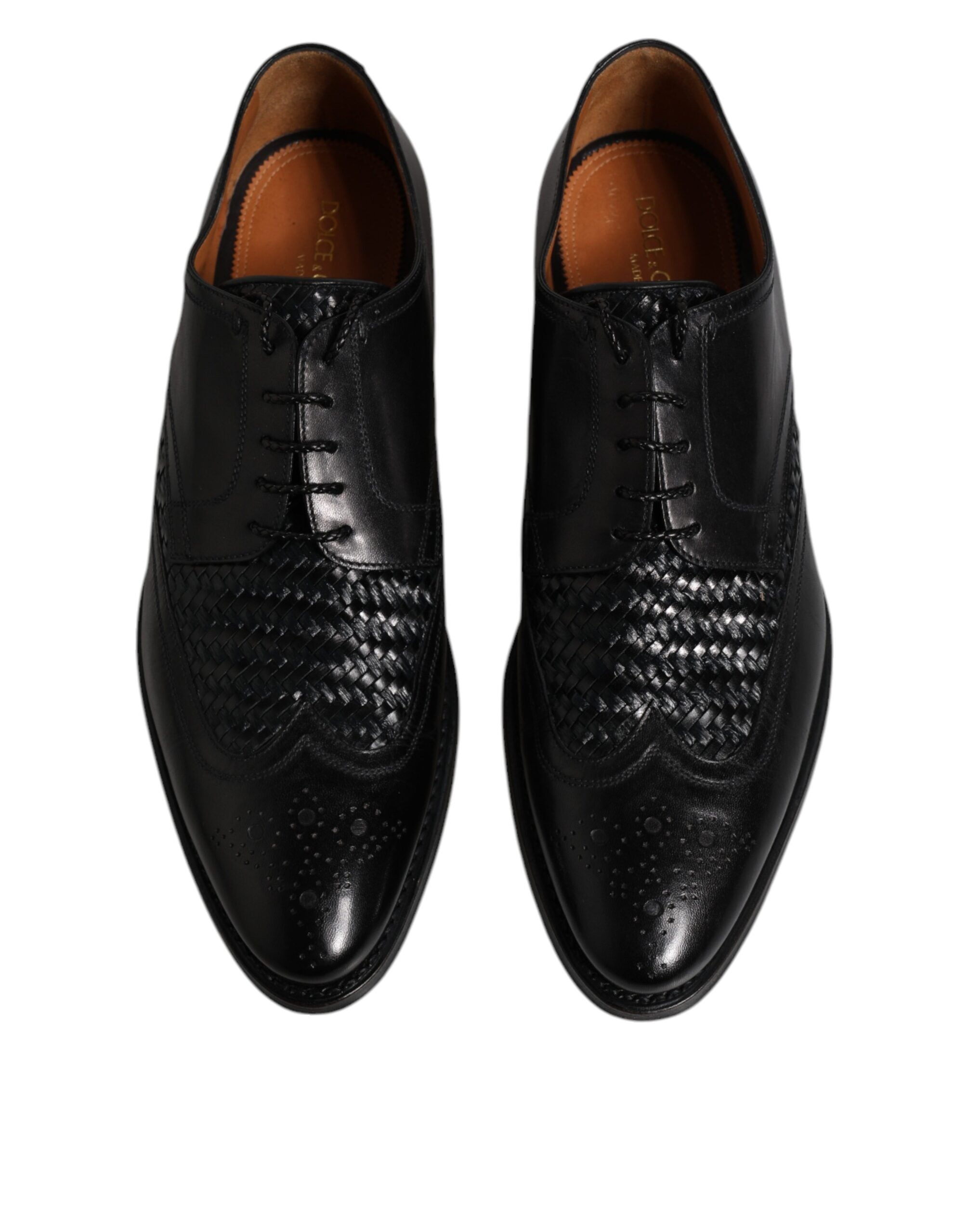 Dolce & Gabbana Black Leather Derby Wingtip Lace Up Formal Dress Shoes Dolce & Gabbana
