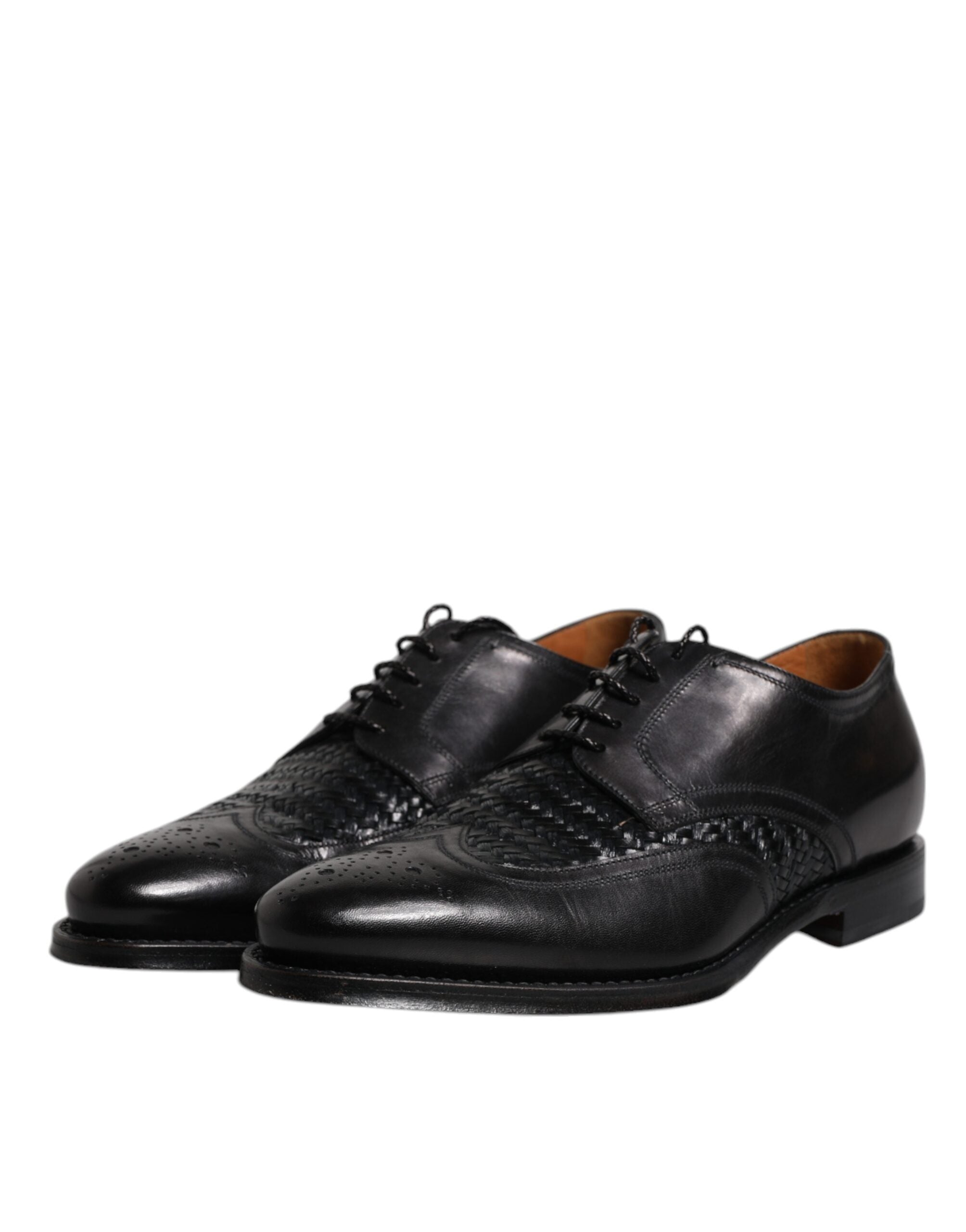 Dolce & Gabbana Black Leather Derby Wingtip Lace Up Formal Dress Shoes Dolce & Gabbana